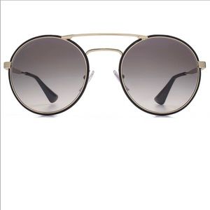Prada double bridge black round sunglasses